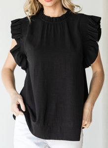 Solid Frill Mock Neck Top **4 COLORS**