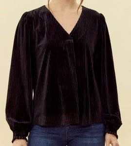 Pleated Velvet Top **3 COLORS**