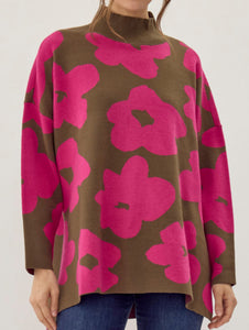 Flower Print Mock Neck Sweater **2 COLORS**