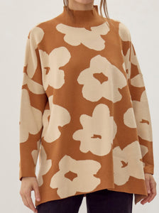 Flower Print Mock Neck Sweater **2 COLORS**