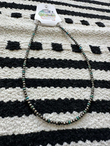 4mm Polished Navajo Pearl Necklace with Gemstone