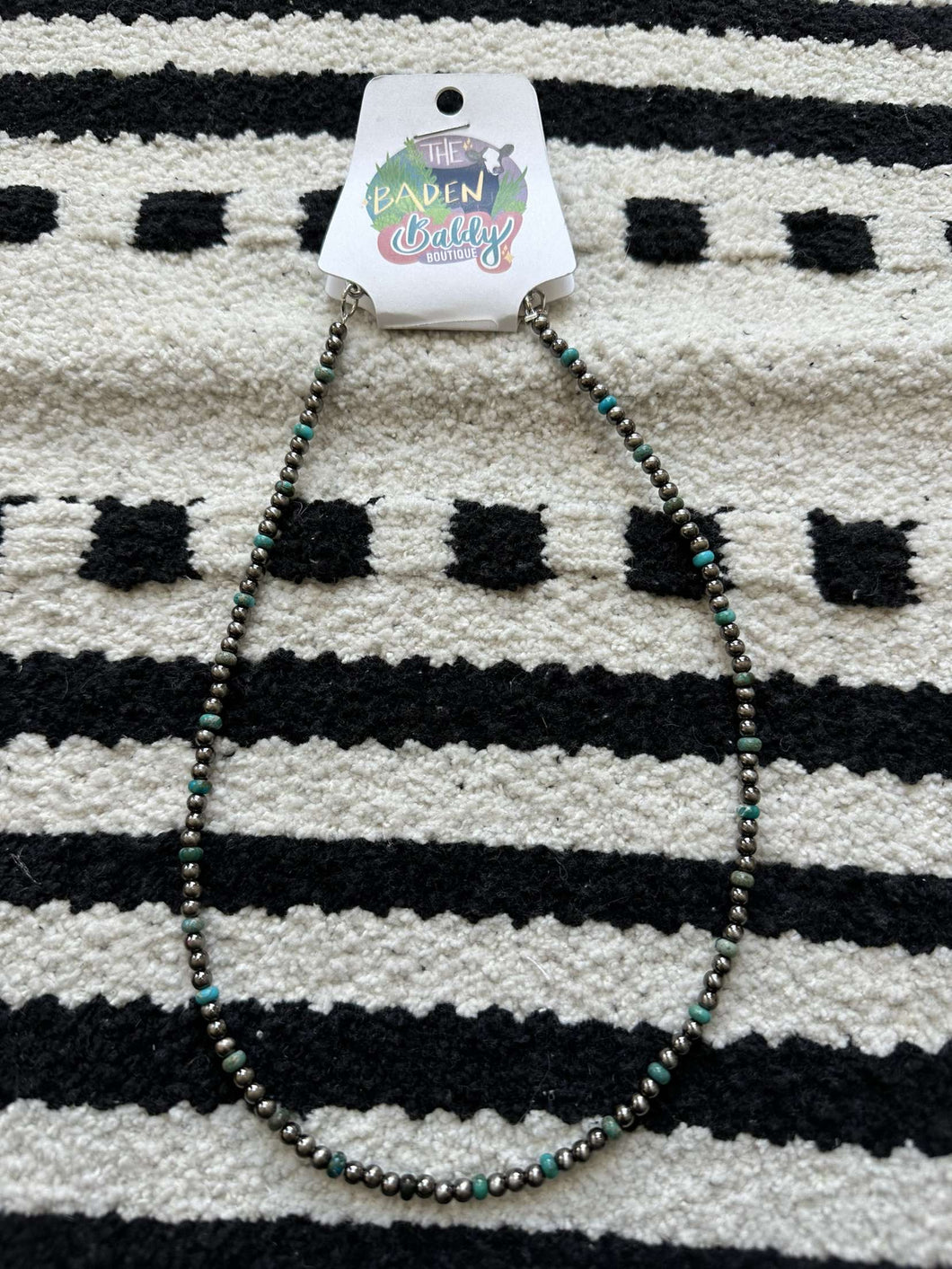 4mm Polished Navajo Pearl Necklace with Gemstone