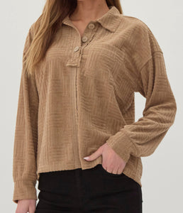 Textured Collared Pullover **3 COLORS**