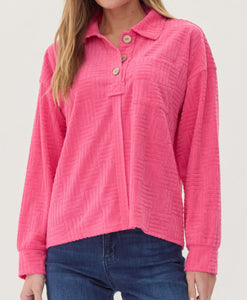 Textured Collared Pullover **3 COLORS**