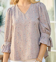 Load image into Gallery viewer, Taupe Tie Detail Sleeve Top - PLUS
