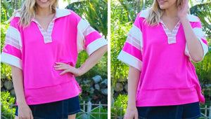 Fuchsia Colorblock Top - PLUS