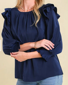 Satin 3/4 Sleeve Top **2 COLORS**