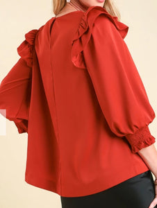 Satin 3/4 Sleeve Top **2 COLORS**