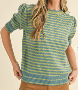 Striped Pointelle Sweater Top **5 COLORS**