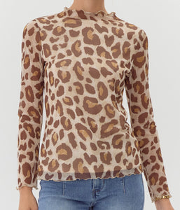 Leopard Mesh Lined Top