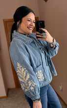 Load image into Gallery viewer, Denim Embroidered Quilted Jacket
