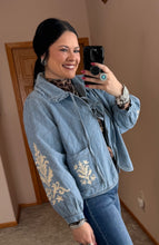 Load image into Gallery viewer, Denim Embroidered Quilted Jacket
