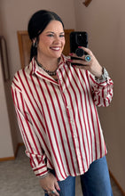 Load image into Gallery viewer, Satin Striped Button Down Top **3 COLORS**
