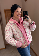 Load image into Gallery viewer, Ivory And Pink Floral Quilted Jacket
