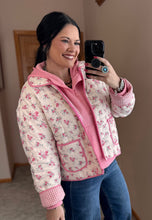 Load image into Gallery viewer, Ivory And Pink Floral Quilted Jacket
