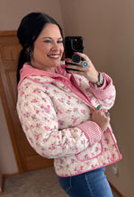 Load image into Gallery viewer, Ivory And Pink Floral Quilted Jacket
