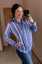 Load image into Gallery viewer, Striped Satin Button Down Top **3 COLORS**
