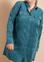 Load image into Gallery viewer, Teal Corduroy Shacket - PLUS
