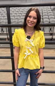 Bow Peplum Top **2 COLORS**