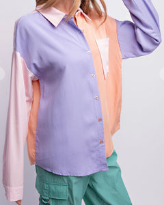 Colorblock Button Down Top LARGE