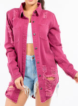 Load image into Gallery viewer, Distressed Denim Shacket **2 COLORS**
