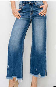 Dark Cropped Wide leg Risen Jeans