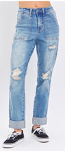 Load image into Gallery viewer, Patch Pocket Distressed Boyfriend Jeans
