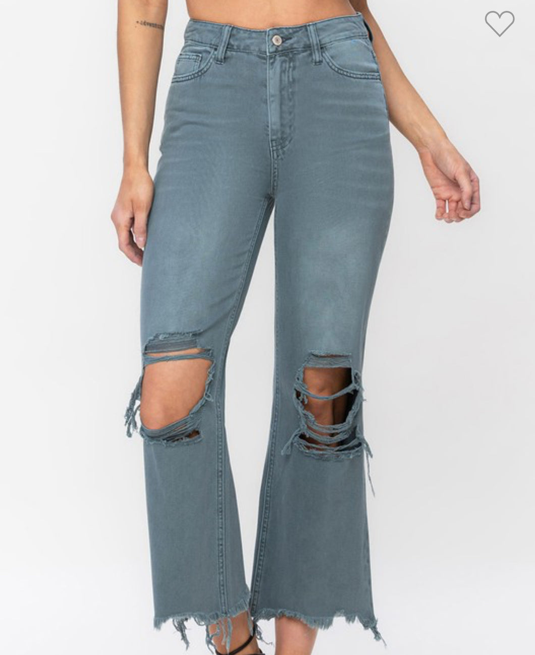 Faded Teal 90’s Vintage Cropped Flare Vervet Jeans