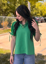 Load image into Gallery viewer, Scallop Detail Bow Sleeve Top ** 3 COLORS **
