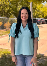 Load image into Gallery viewer, Scallop Detail Bow Sleeve Top ** 3 COLORS **
