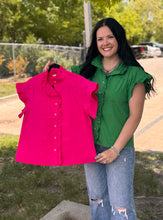 Load image into Gallery viewer, Ruffle Button Down Top **2 COLORS**
