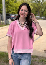 Load image into Gallery viewer, Short Sleeve Gingham Trim Top **2 COLORS**
