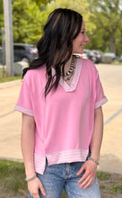 Load image into Gallery viewer, Short Sleeve Gingham Trim Top **2 COLORS** - PLUS
