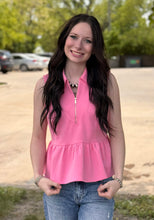 Load image into Gallery viewer, 1/4 Zip Peplum Top **3 COLORS**
