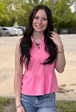 Load image into Gallery viewer, 1/4 Zip Peplum Top **3 COLORS**
