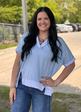 Load image into Gallery viewer, Short Sleeve Gingham Trim Top **2 COLORS** - PLUS
