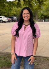 Load image into Gallery viewer, Striped Puff Sleeve Top ** 2 COLORS **
