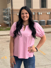 Load image into Gallery viewer, Striped Puff Sleeve Top ** 2 COLORS **
