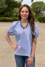 Load image into Gallery viewer, Striped Puff Sleeve Top ** 2 COLORS **

