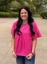 Load image into Gallery viewer, Eyelet Flutter Sleeve Top ** 2 COLORS **
