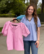 Load image into Gallery viewer, Striped Puff Sleeve Top ** 2 COLORS **

