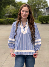 Load image into Gallery viewer, Striped Contrast 3/4 Sleeve Top ** 3 COLORS **
