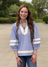 Load image into Gallery viewer, Striped Contrast 3/4 Sleeve Top ** 3 COLORS **
