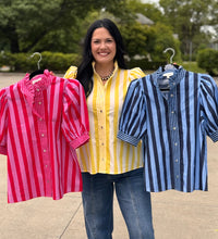 Load image into Gallery viewer, Multi Striped Puff Sleeve Top **3 COLORS**
