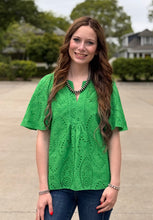Load image into Gallery viewer, Eyelet Flutter Sleeve Top ** 2 COLORS **
