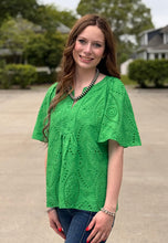 Load image into Gallery viewer, Eyelet Flutter Sleeve Top ** 2 COLORS **
