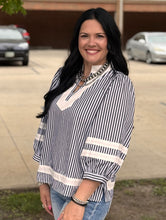 Load image into Gallery viewer, Striped Contrast 3/4 Sleeve Top ** 3 COLORS **
