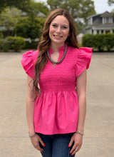 Load image into Gallery viewer, Peplum Smocked Top ** 3 COLORS **
