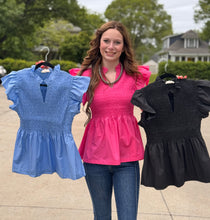 Load image into Gallery viewer, Peplum Smocked Top ** 3 COLORS **
