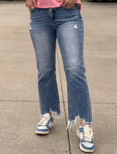 Load image into Gallery viewer, High Rise Straight Distressed Hem Risen Jeans
